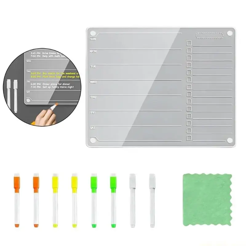 QX2E Fridge Planner Acrylic Whiteboard for Weekly Family Reminders Use