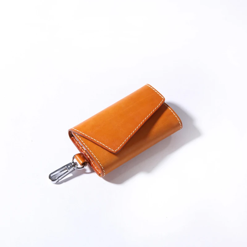 Genuine Cowhide Leather Keychain Purse Design Pouch Car Keys Holder Case Women Button Keychain Bag Fashion Ladies Key Wallets