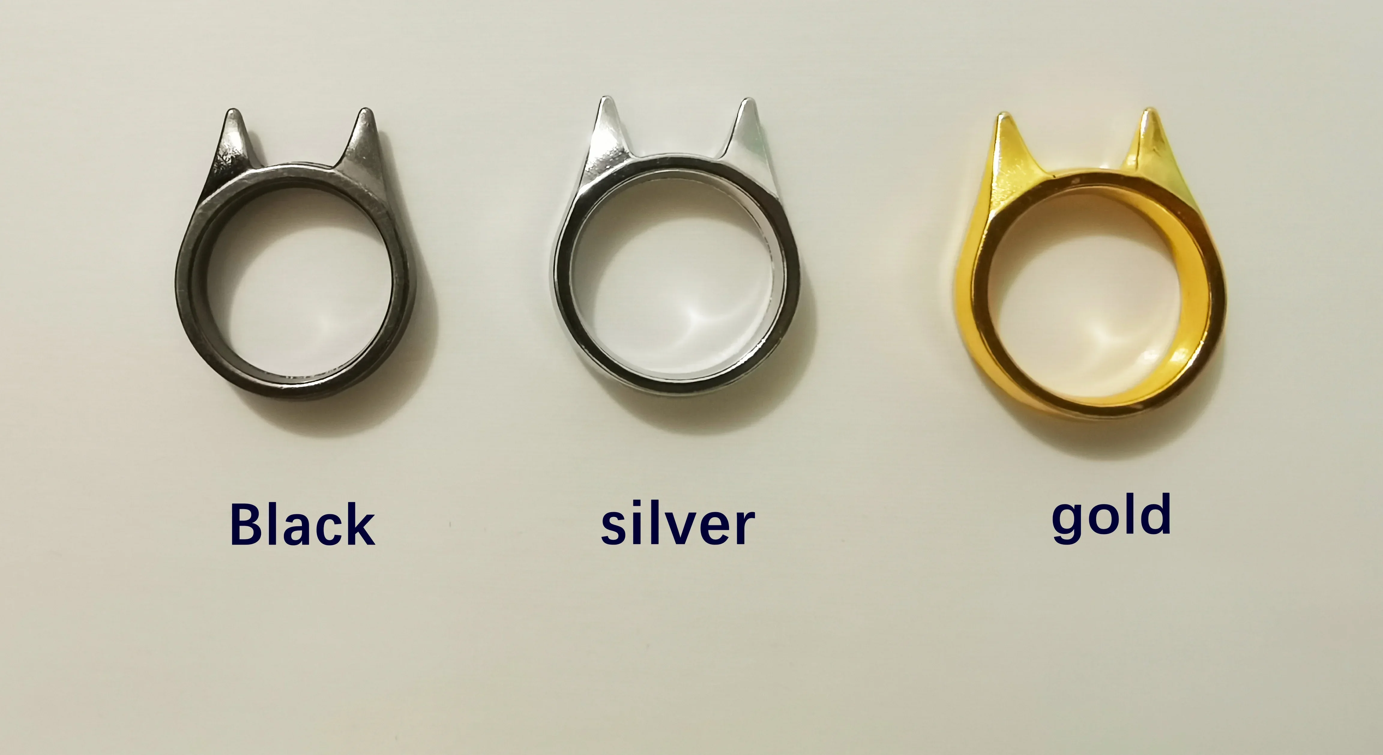 Self-defense Cat Ear Ring Window Breaker Women's Anti-wolf Men's Single Finger Buckle Carry Defense Spikes Finger Tiger .
