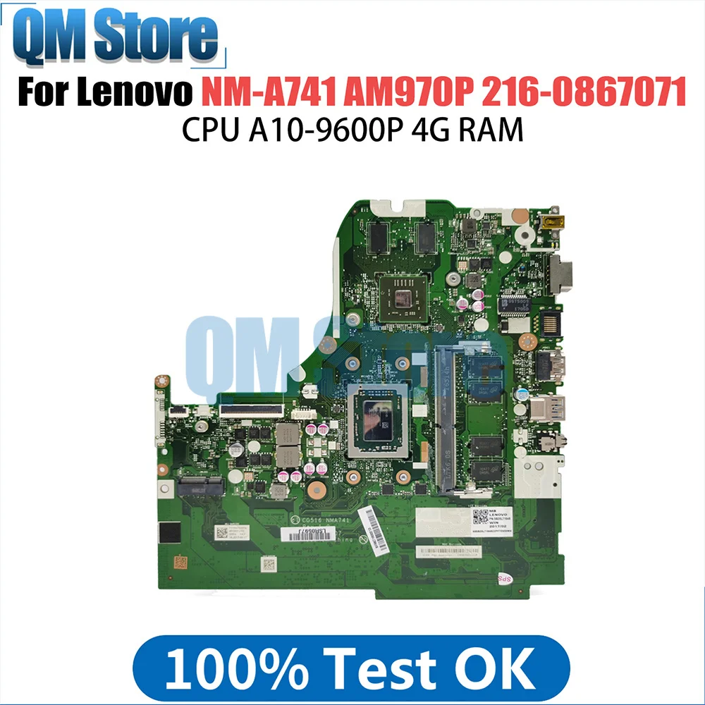 NM-A741 Notebook Mainboard For Lenovo 310-15ABR AM960P AM970P 216-0867071 Laptop Motherboard With A10-9600P 4G-RAM