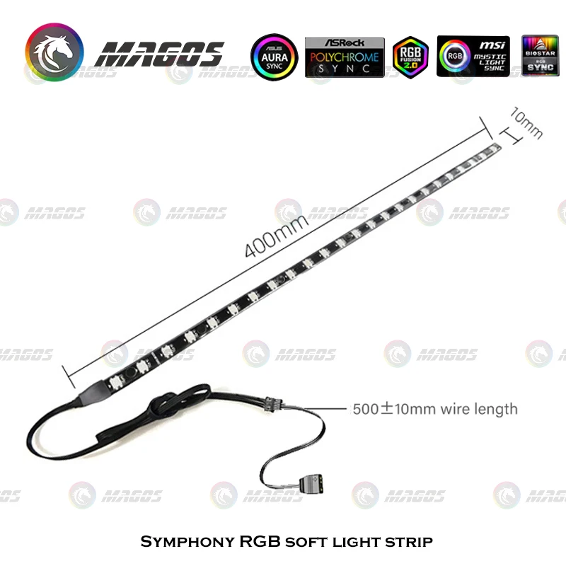 COOLMOON 40cm RGB LED Flexible Magnetic Light Strip 5V ARGB M/B SYNC Chassis Decorate For PC Case Gamer DIY Cabinet