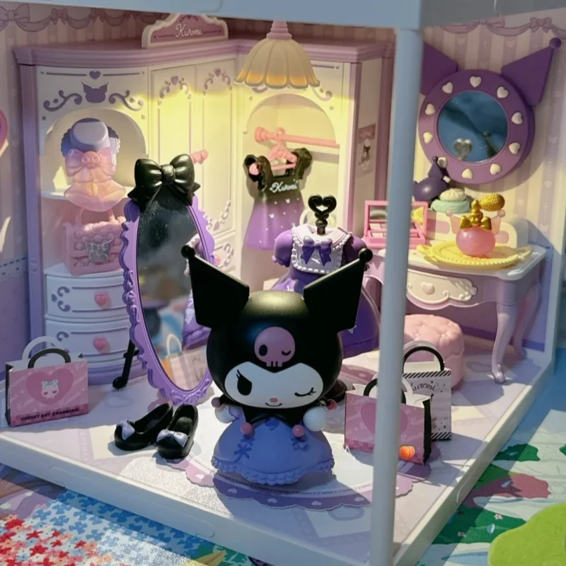 Re-ment Kuromi-caja ciega de escena en miniatura púrpura para habitación gótica, juguetes, figura de Anime, regalos de muñecas, juguetes para coleccionar adornos