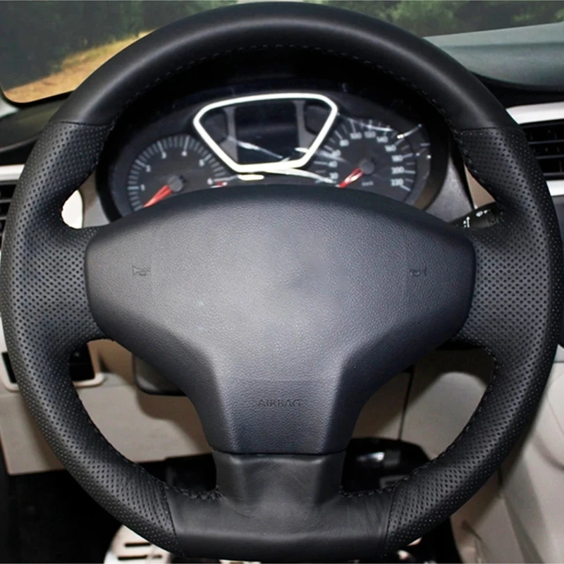 Custom Steering Wheel Braid Cover 100% Fit For Citroen Elysee C-Elysee 2014 New Elysee Peugeot 301 Auto Interior Accessories