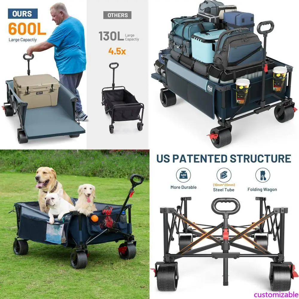 

Timber Ridge 600L Beast Wagon 26 Wide All-Terrain Folding Cargo Wagon with Large Wheels, Cargo Net, and Tailgate, 55.25 Length