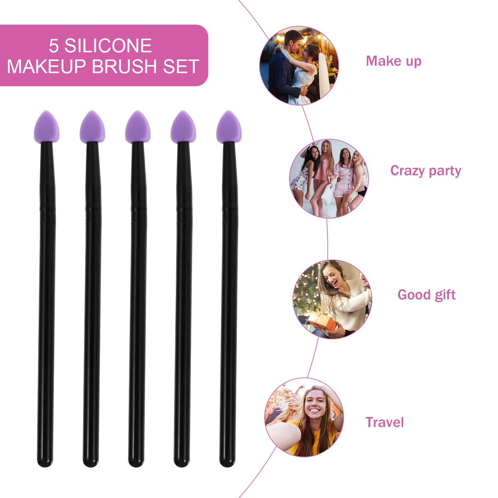 Juego de maquillaje de 5 uds., brocha de silicona para sombra de ojos, herramienta duradera para sombra de ojos, aplicación de máscara Facial, ojos profesionales