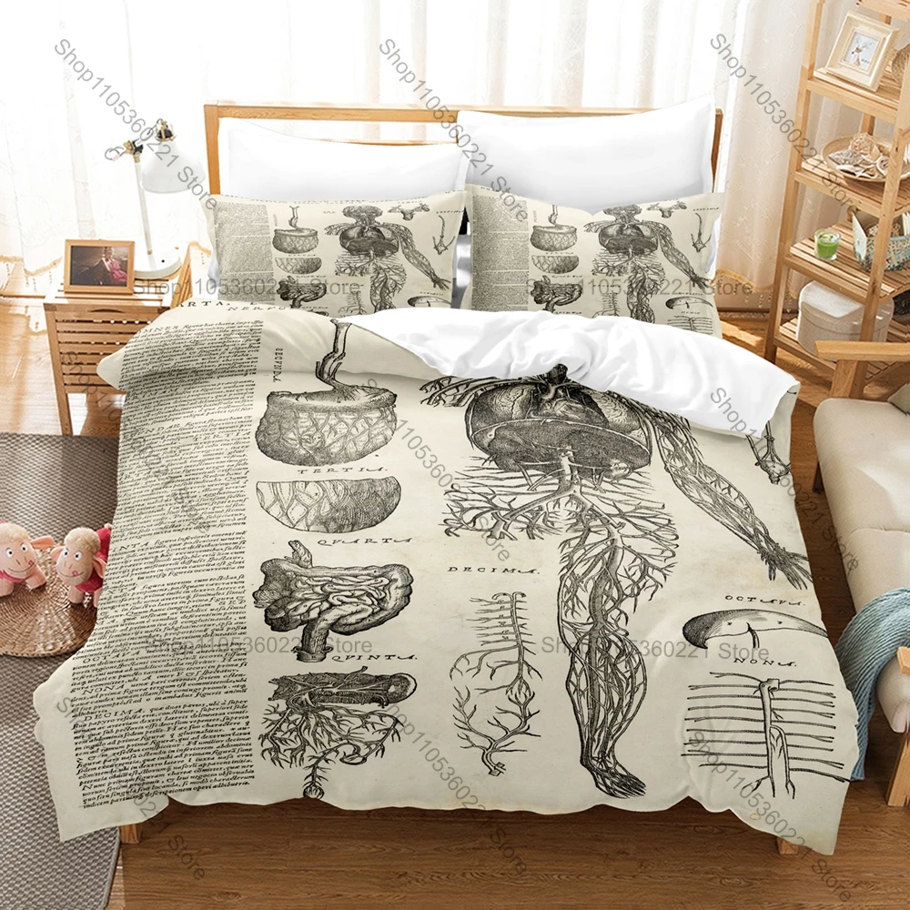 Cool Muted Black White Abstract Generic Minimal Simple Human Body Organ Line Sketch Duvet Cover + 2 Pillowcases Neutral Clean Sc