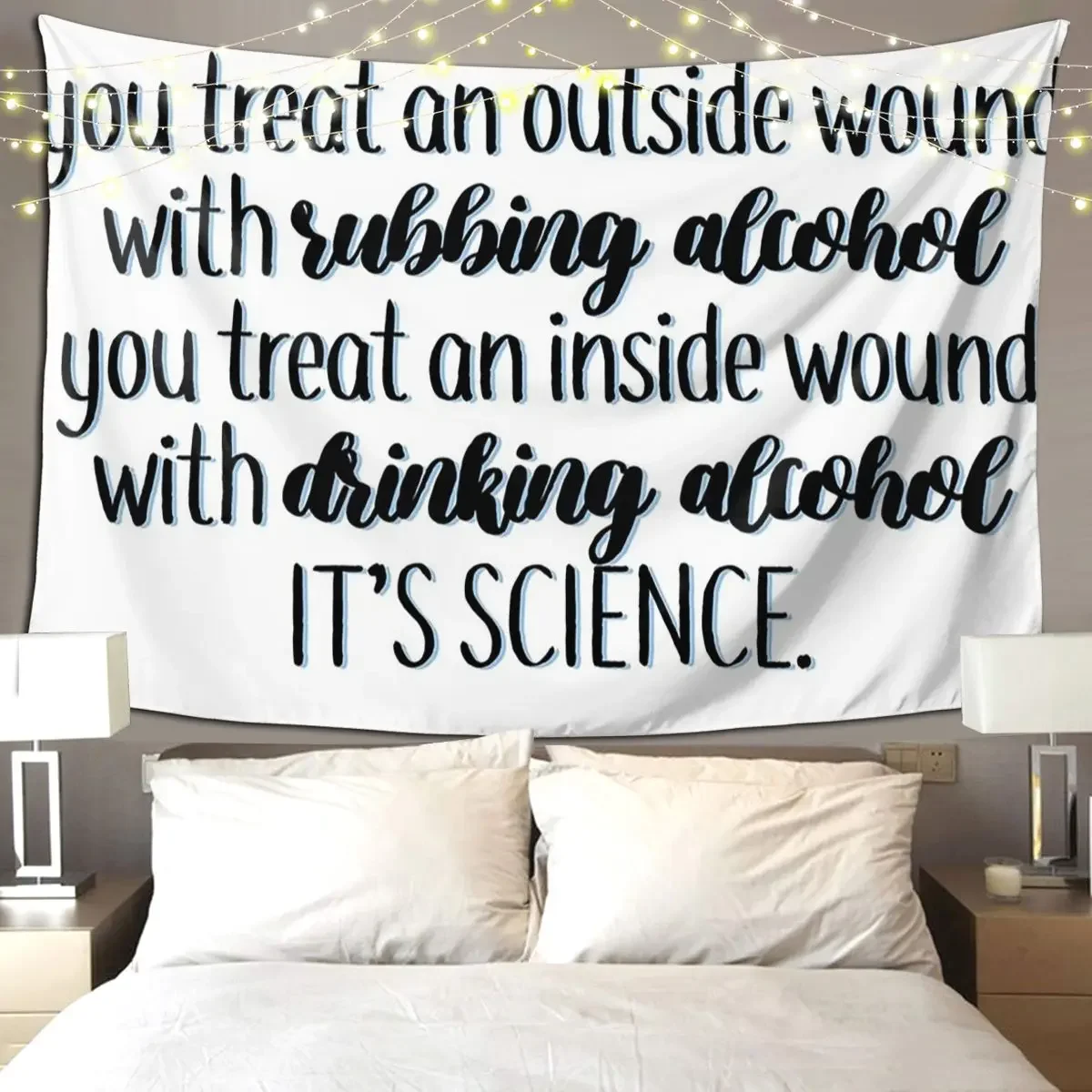 Drinking Alcohol Quote New Girl Tapestry Hippie Wall Hanging Aesthetic Home Decoration Tapestries for Room Bedroom Dorm Room