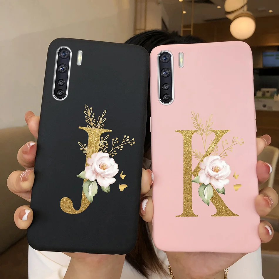 For OPPO A91 F15 Reno3 Phone Case Couple A-Z 26Letter Anti Drop Soft Silicone Matte Back Cover For OPPO A 91 F 15 Reno 3 Bumper