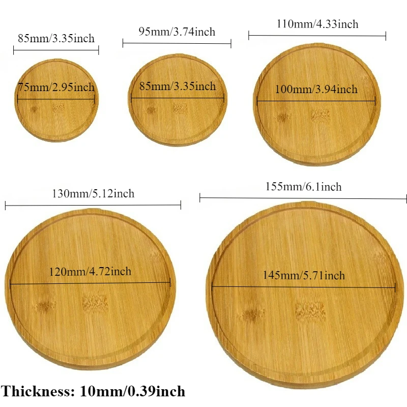 Bandeja redonda de bambú, platillo, maceta, bandeja, almohadilla para taza, plato decorativo de cocina, tapete creativo para taza de café, decoración del hogar, 3 uds.