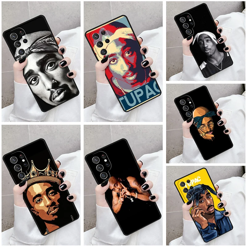 Phone Case For Samsung Galaxy S24 S23 S21fe S22 Ultra Plus Note 10 20 S8 S9 S10 Cover Rapper 2pac singer T-Tupac