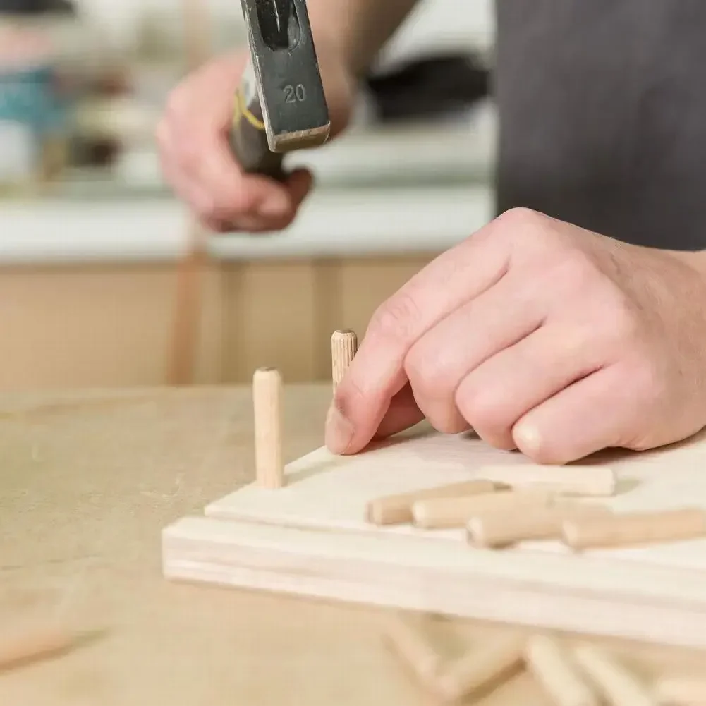 ไม้เนื้อแข็ง Dowels ไม้ Dowels อุปกรณ์เสริม Chamfered Chamfered Fluted Pin คุณภาพสูงอุตสาหกรรมใหม่ไม้ Dowels ร่อง