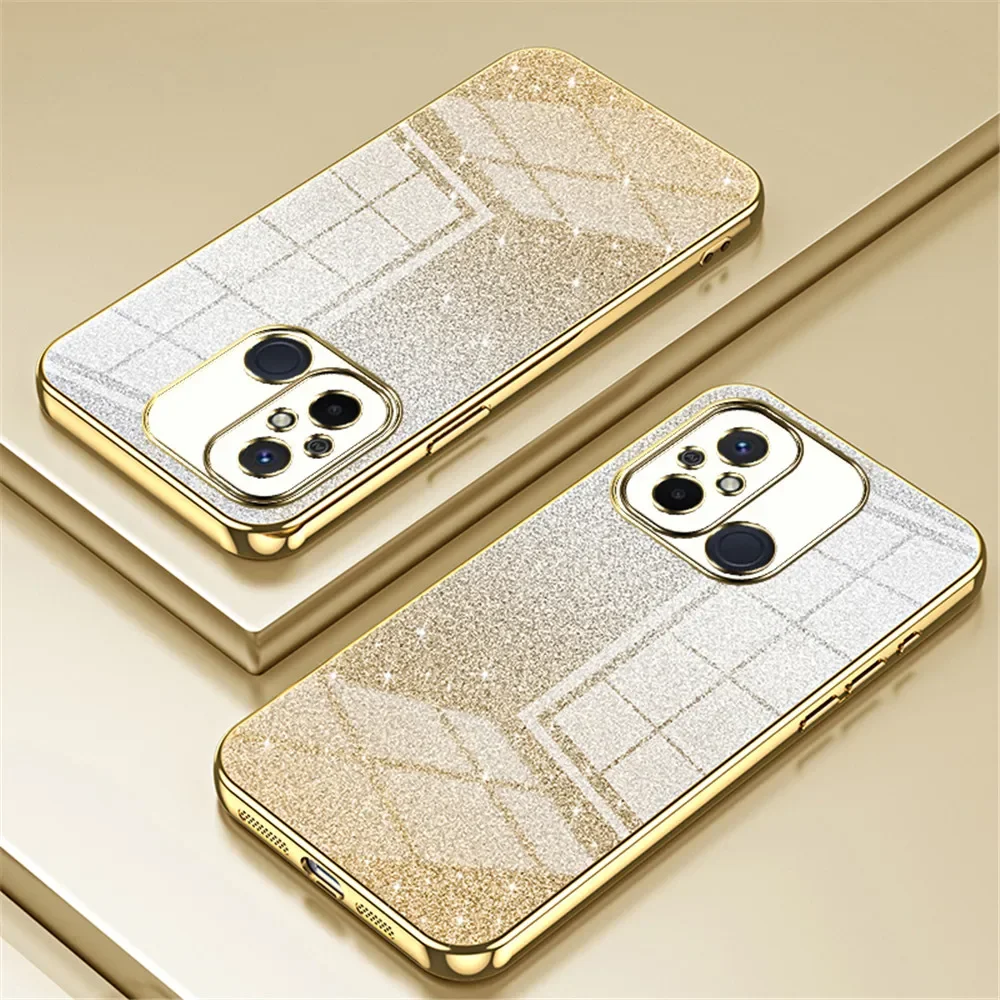 Note11 12pro Luxury Gradient Glitter Plating Case For Xiaomi Redmi Note 11 12 13 Pro Plus Silicone Cover Note 12S 11S 10S 9S 12C