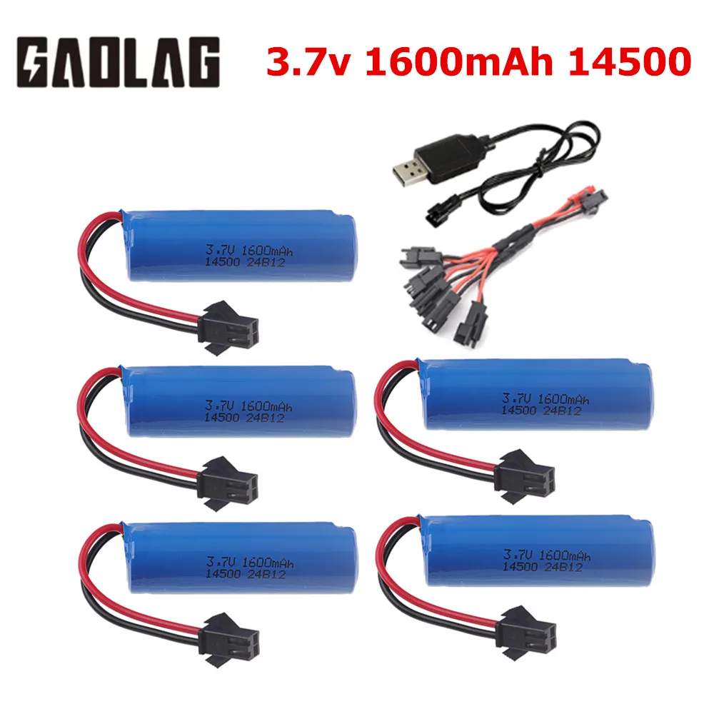 Original 3.7v 14500 1600mAh lipo battery For JJRC C2 D828 RC Car Parts SM-2P Plug For RC Stunt Dump Car Battery Toys Accessories