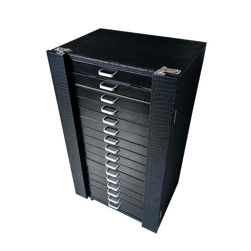 

Black PU leather glasses display case, optical store storage display case, display case