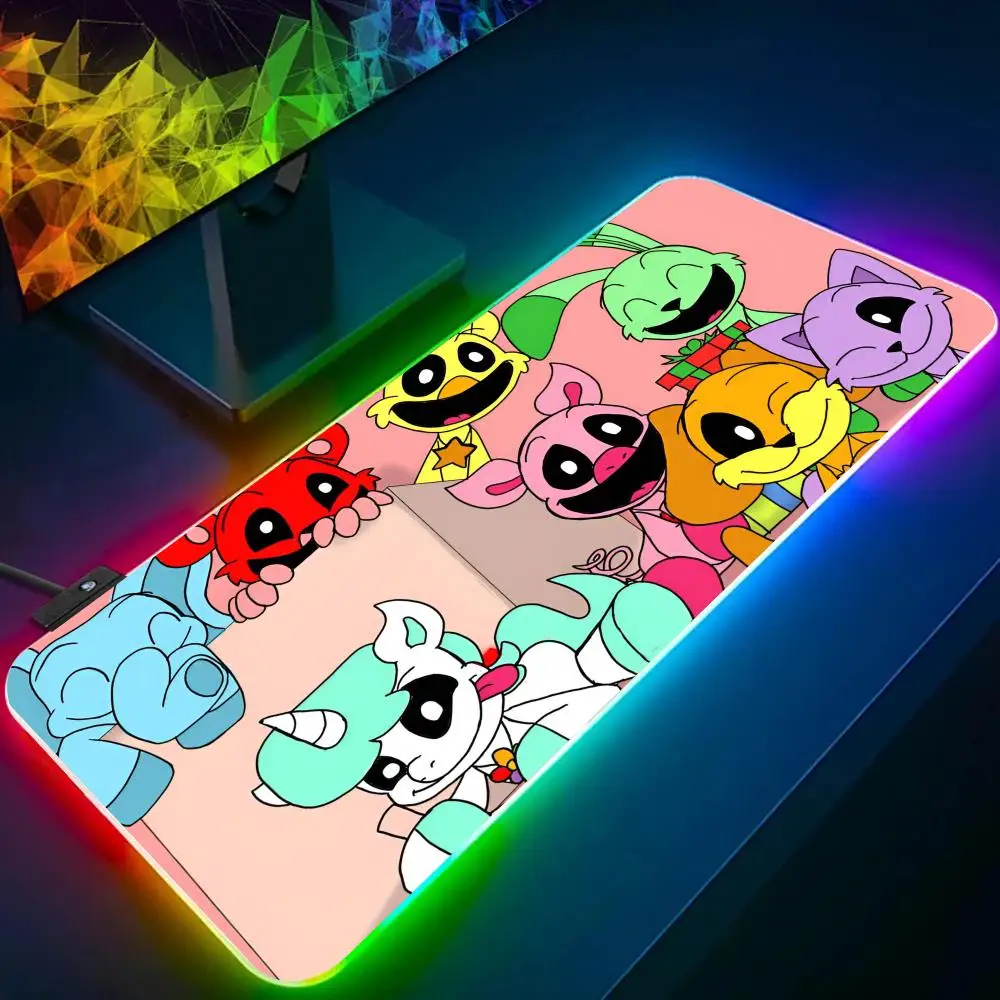 Cartoon S-Smiling C-Critters Mouse Pad RGB Glow Personality Picture Custom PC Table Mat Carpet Mat Game Player Dedicated LED