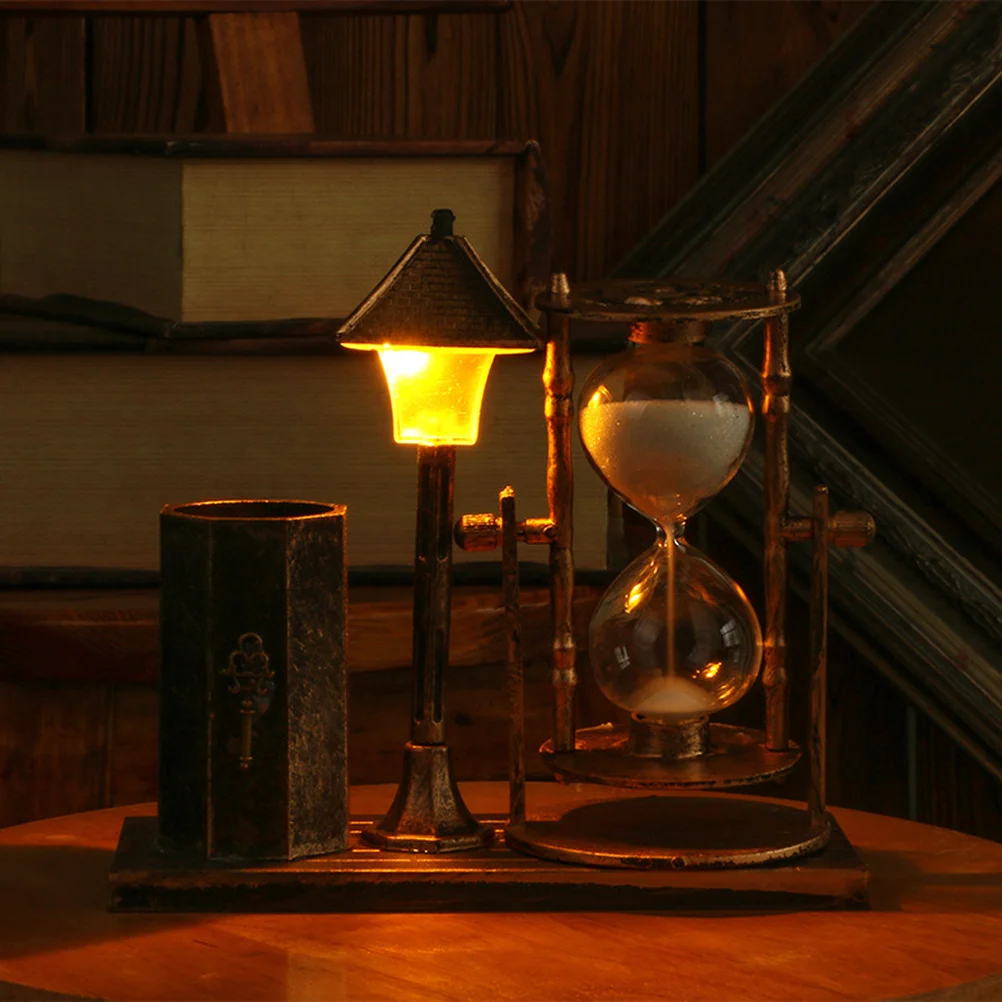 

Hourglass Sand Timer Lamp Decor Lamps for Nightstands Light Unique Pen Holder Holders Small