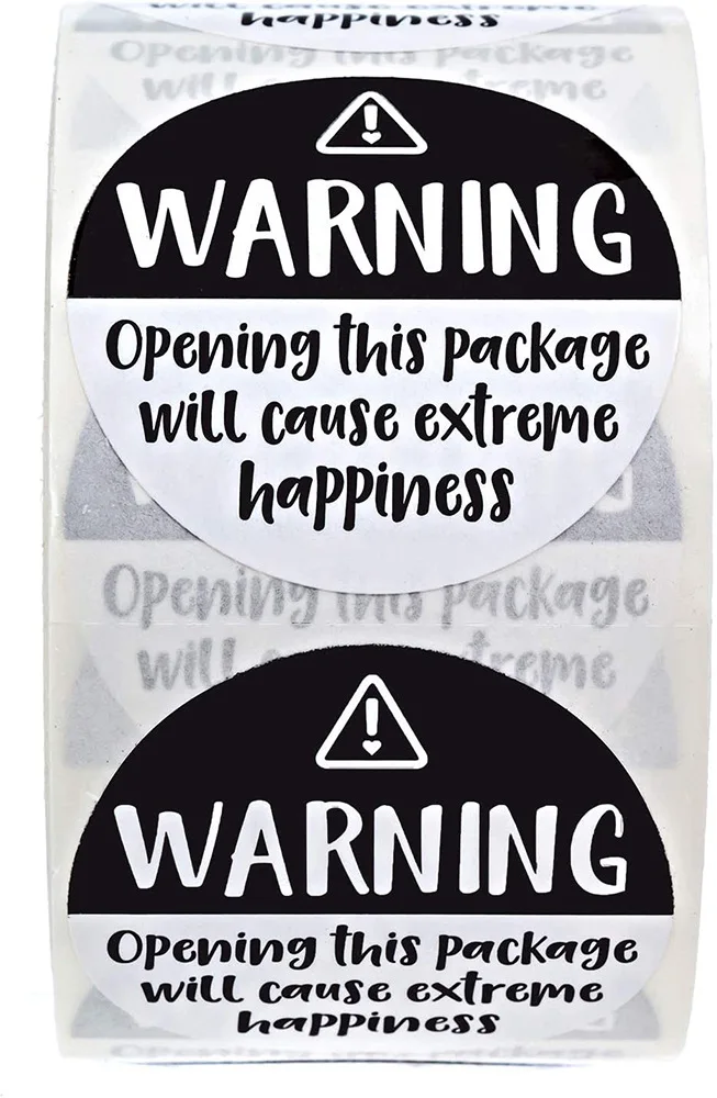 Black and White Adorable Warning Sricker Labels Extreme Happiness Labels for Business Gift Packaging Envelope Stickers 500pcs