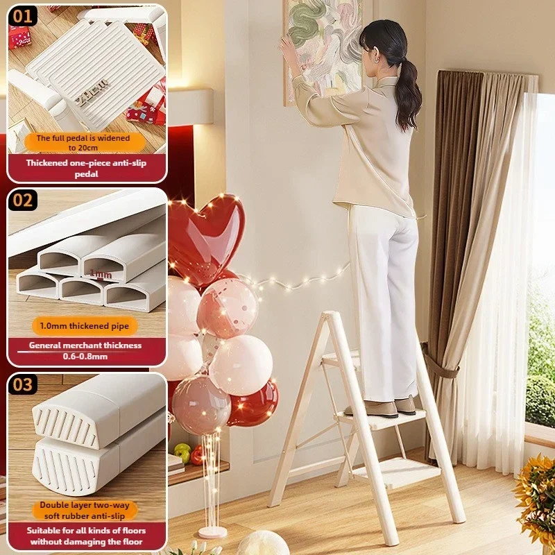 Household Goods Ladder Household Telescopic Thickened Small Light Ladder Stool  Multi-functional Brand Herringbone Ladder image 4