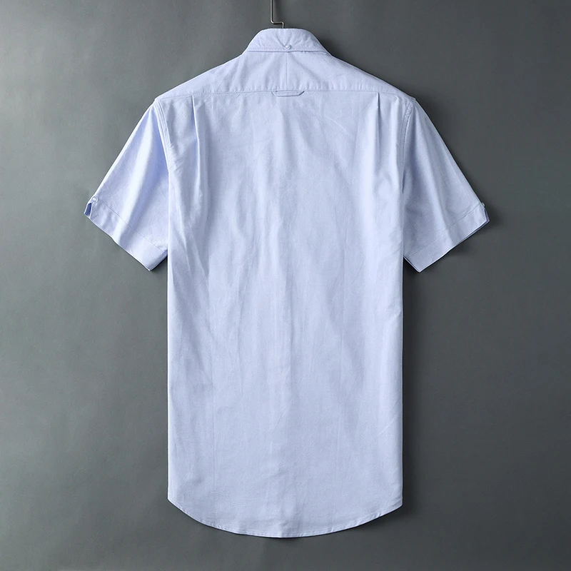 TB THOM Men\'s Shirts Fashion Brand High Quality Causal Blouse Summer Breathable Cotton Oxford Short Sleeve Striped TB Top