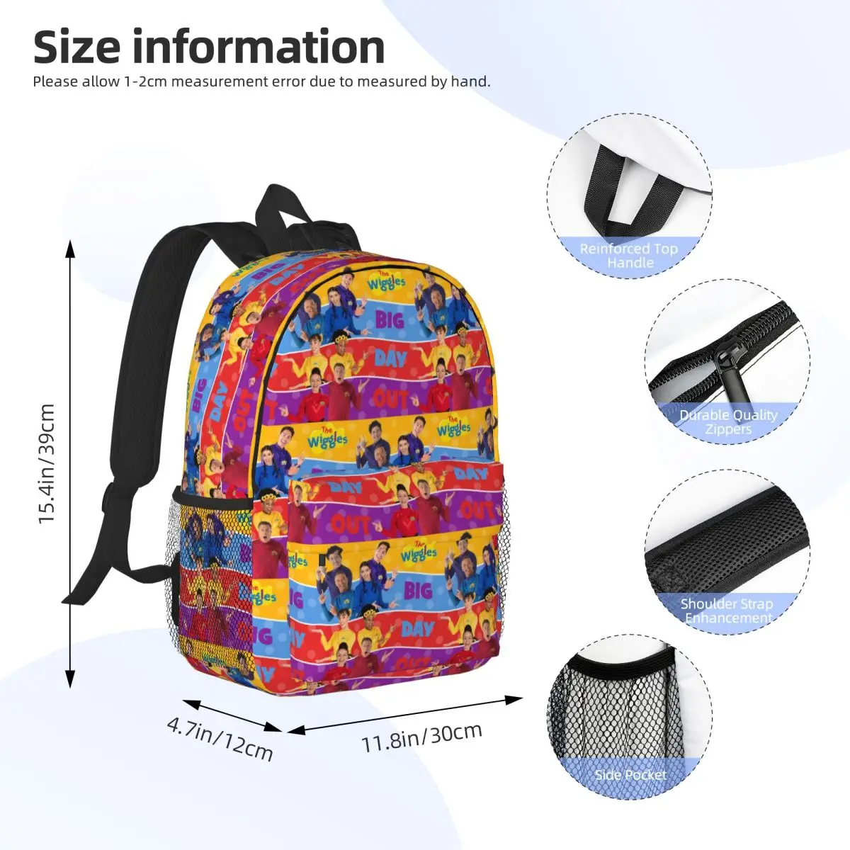 The Wiggles Tv Show Music Band Backpack Student Boys Girls BookBag Children School Bag Computer Shoulder Bags for Men Women