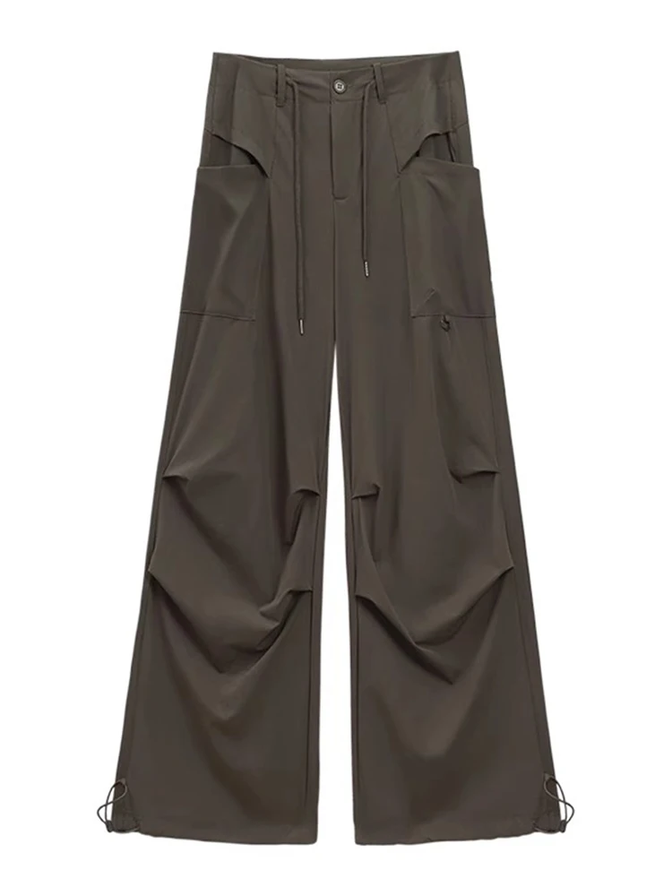 

Women Coffee Baggy Cargo Pants Vintage Harajuku Y2k Aesthetic Parachute Pants Sweatpants High Waist Wide Trousers 2000s Clothes