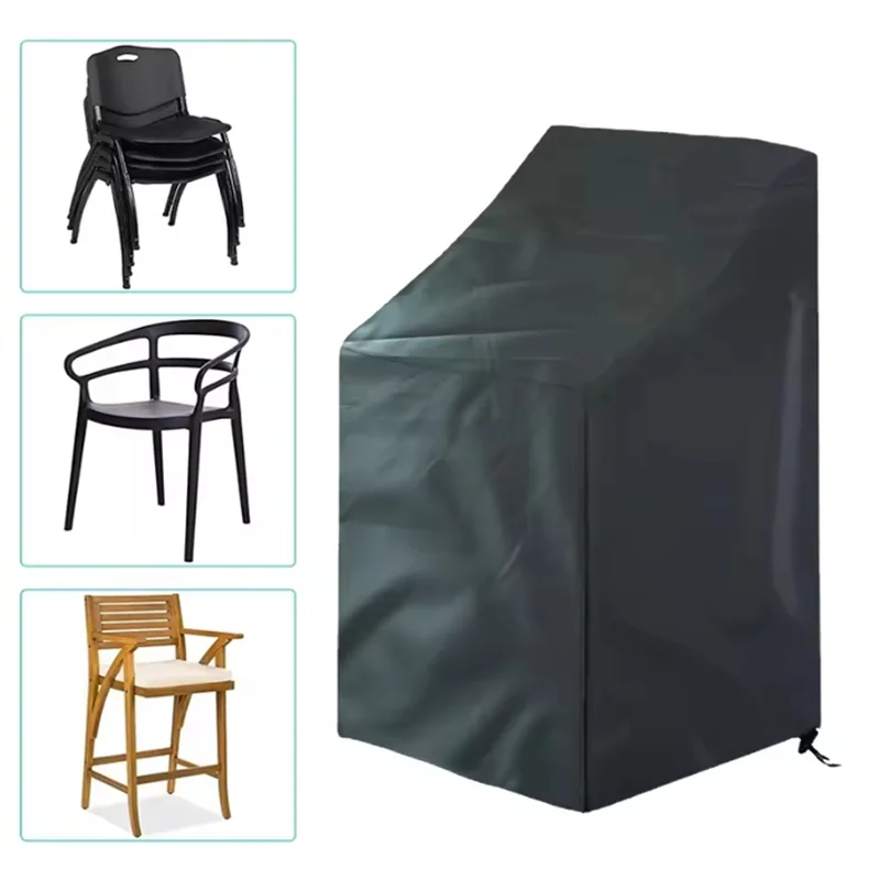 Stacking Outdoor Chair Cover 3 Sizes Stacked Chair Dustproof Cover Garden Furniture Protector Yard Chair Cover with Storage Bag