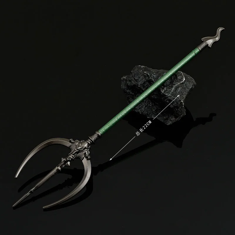 22cm Black Myth: Wukong Game Peripherals Yellow Wind Great Sage Three-strand Steel Fork All Metal Crafts Unedged Toy Model Gifts