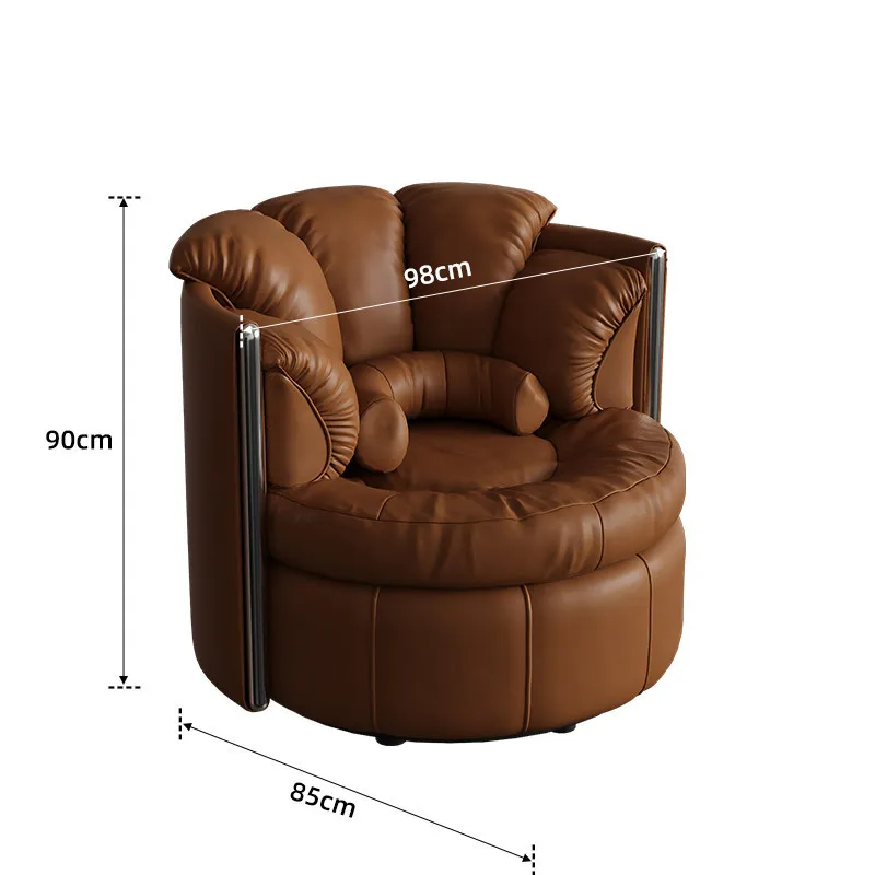 Medieval rotating leather sofa chair study tea room living room retro light luxury backrest leisure chair master seat sofa
