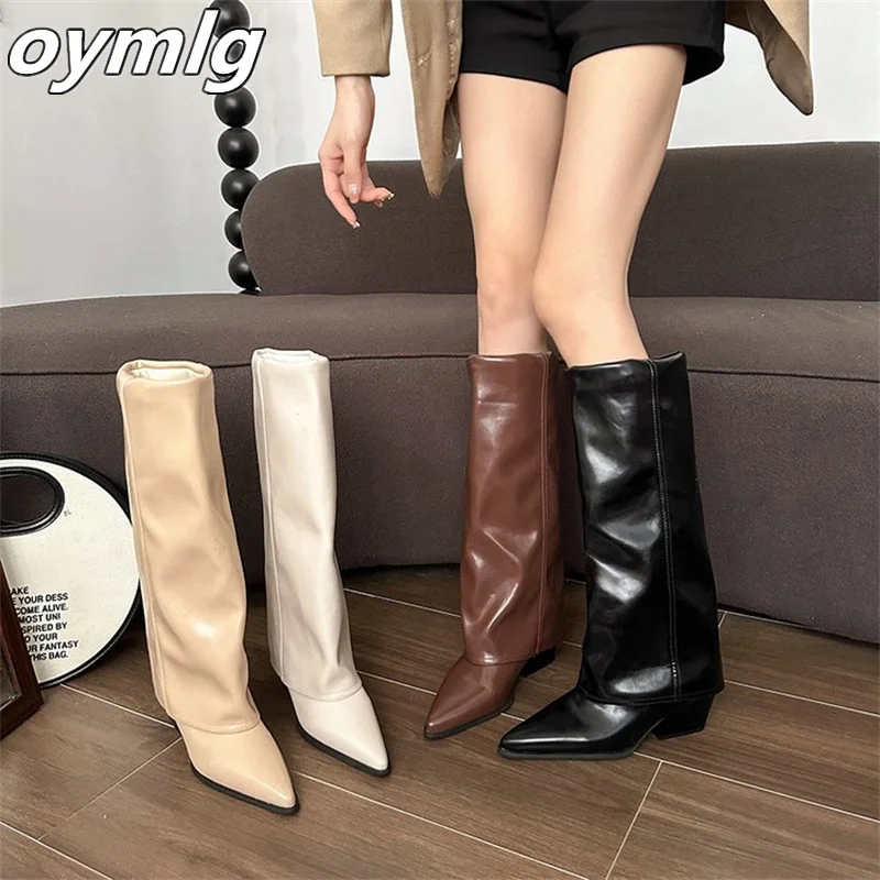 Autumn and winter new pointed long leg pants boots, internet famous fashion boots, casual high heels fashion boots