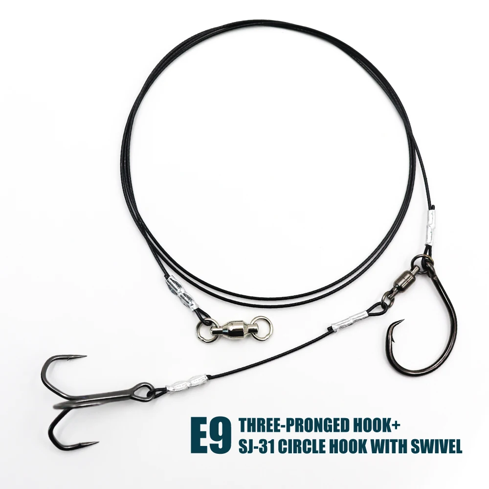 ZYZHE 1/3/5 Stück Stinger Rigs Lebendköder-Rigs mit hochfestem 49-Strang-Stahldraht-Kreishaken für Tiefsee-Angeln – Detail 1