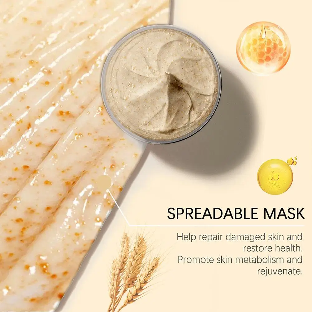 Ground Rice Honey Moisturizing Brightening Mask Hydrating Nourishing Facial Skin Glowing Washable Mask Skin Care For Women