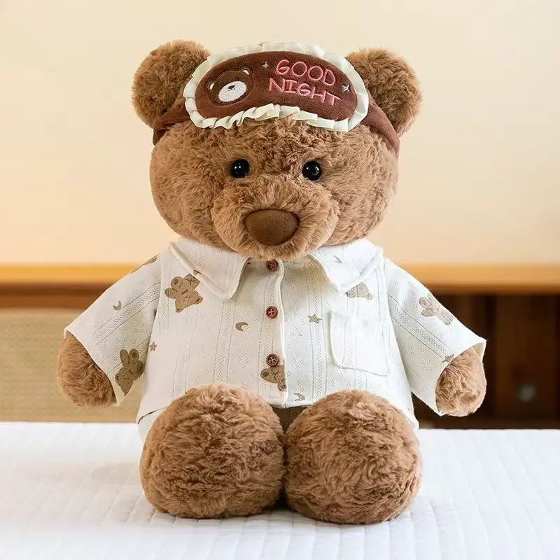 

Ryan Pajama Bear Plush Doll High Quality Cute Teddy Bear Wear Eye Masks And Pajamas Stuffed Accompany Sleeping Gift Kid Gift