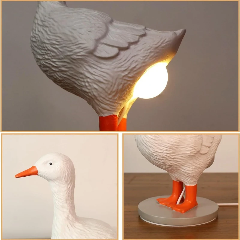 Duck Laying Egg Lamp Resin Ornament Duck Night Light Table Lamp Warm Lighting Glowing Home Decoration for Living Room Children\'s