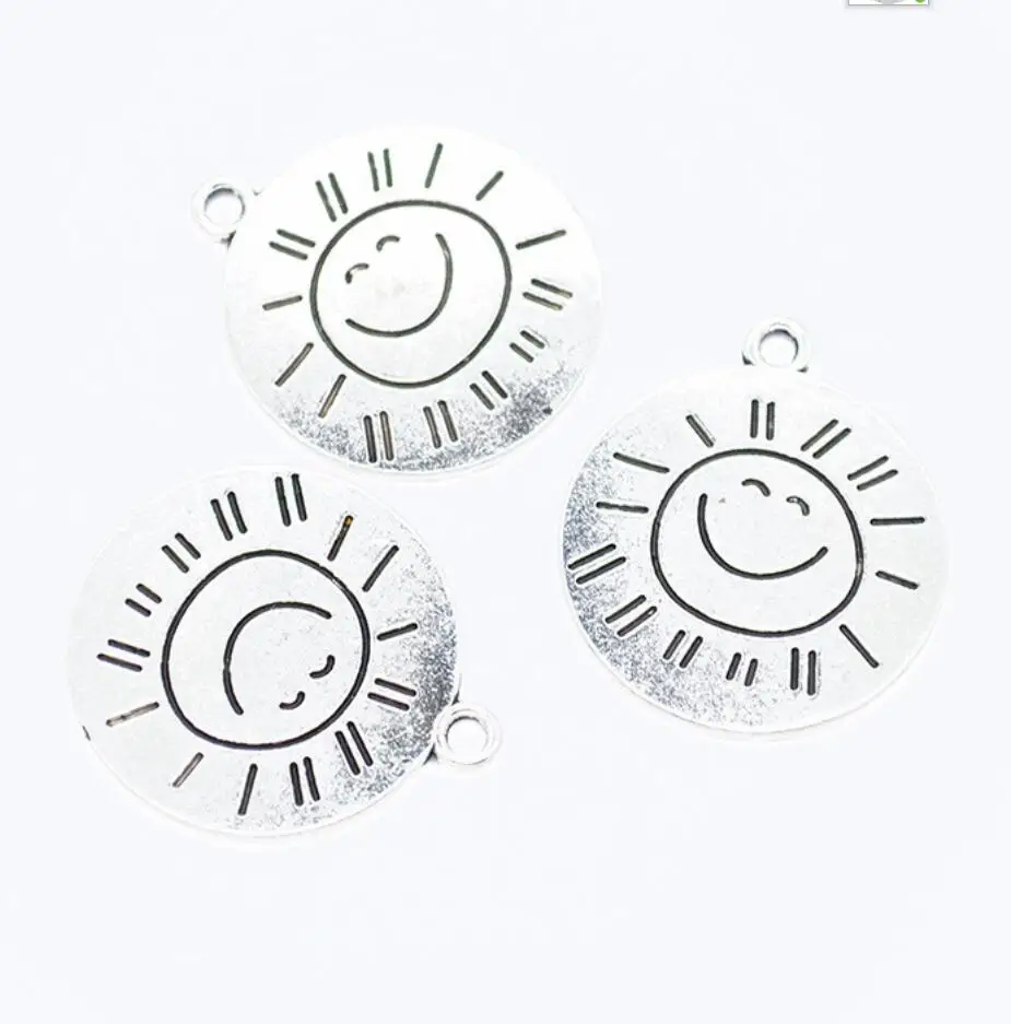 6pcs Silver Color Round Message 
