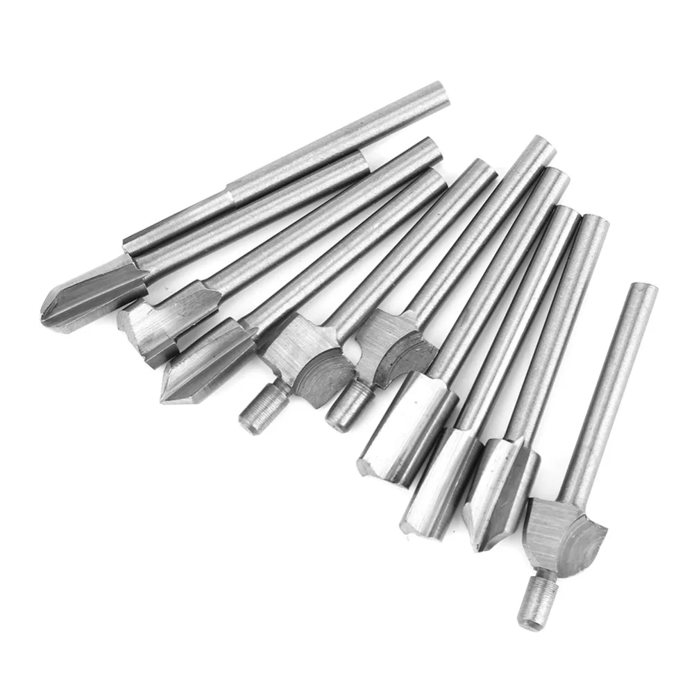 10PCS HSS Material Router Bits Set 1/8
