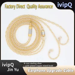 IvipQ-Cable de auriculares chapado en oro de Plata de Ley de 8 núcleos, MMCX/2 pines/QDC/TFZ PIN 2,5/3,5/4,4mm, para DB3/F3/NK10/FR12/SP12T2