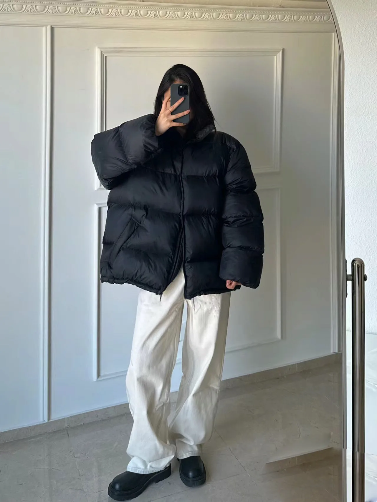 

2025 Women's Clothing Color-blocked double-sided warm down jacket Autumn Winter New 1027