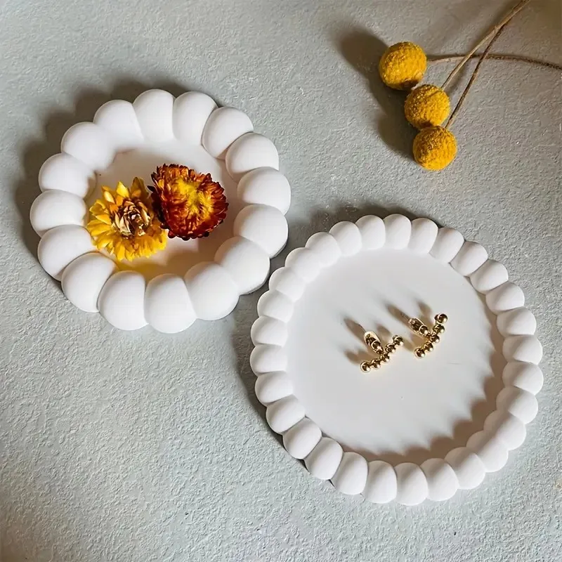 1 Pack Round Silicone Tray Mold, Gypsum Epoxy Coaster Making Molds, Handmade Home Decor Gift Casting Mould