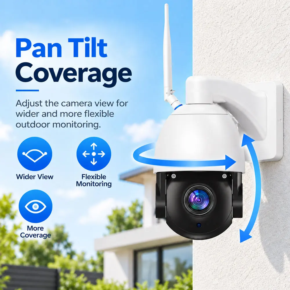 50X Optical Zoom WiFi PTZ Camera Outdoor Security Camera Human Detection Two Way Audio Remote Viewing Pan Tilt CCTV IP Camera