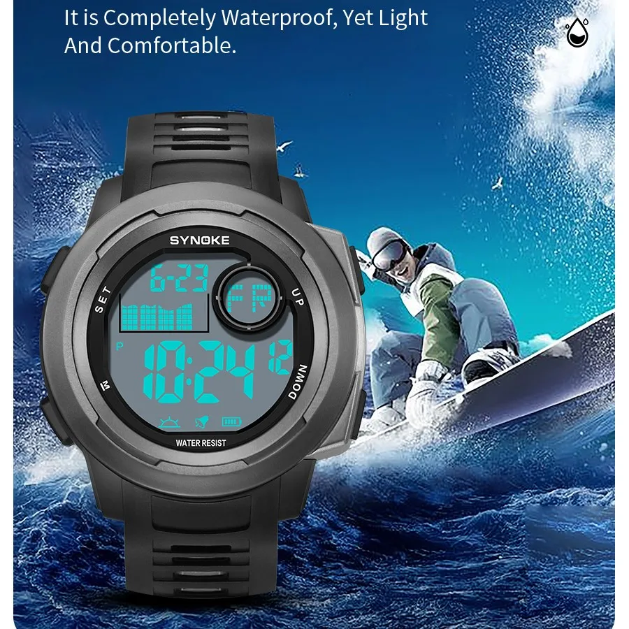 SYNOKE Outdoor Military Digital Watch For Men Fashion Retro Men Watch Sports Waterproof Men Watch Multifunctional Luminous