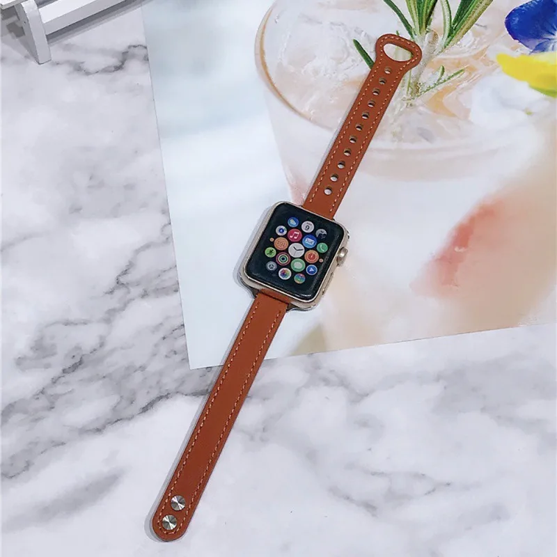 Bracciale ragazza in vera pelle per cinturino Apple Watch 41mm 45mm cinturino iWatch sottile per Correa Loop S9/8/7 SE 6/5/4 40/44mm 42MM 38MM