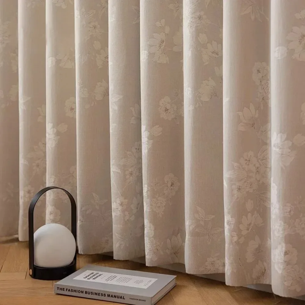 

Customized New Chinese Yulan Jacquard Cream Thickened Chenille Curtains for Living Room Bedroom French Window Balcony Finished