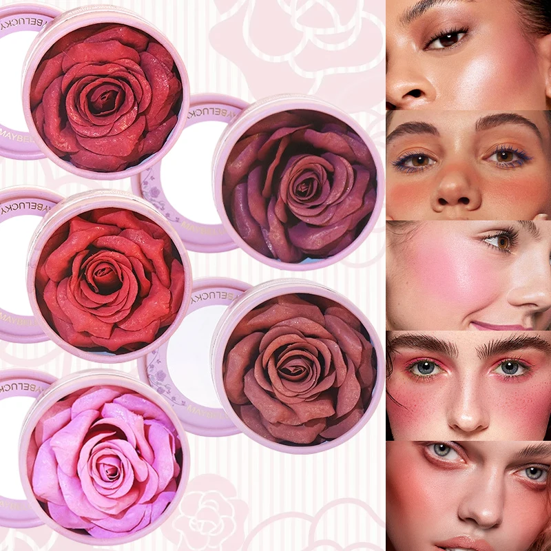 3D Rose Blush Highlighter Naturally Enhances Complexion Small Petal Nude Makeup Easy To Color Long Lasting Women Facial Makeup
