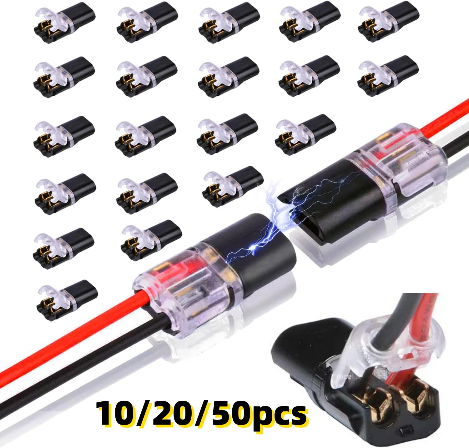 10/20/50pcs Double-Wire Plug-in Connector Led Light Strip Connectors 2 Pin Led Strip Lights Connectors Low Voltage