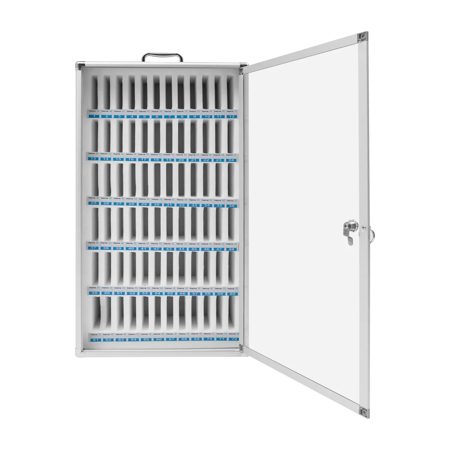 72 Slots Aluminum Alloy Pocket Chart, Cell Phone Locker for Classroom, Storage Cabinet for Cell Phones, Wall-Mounted with a Locked - view 5
