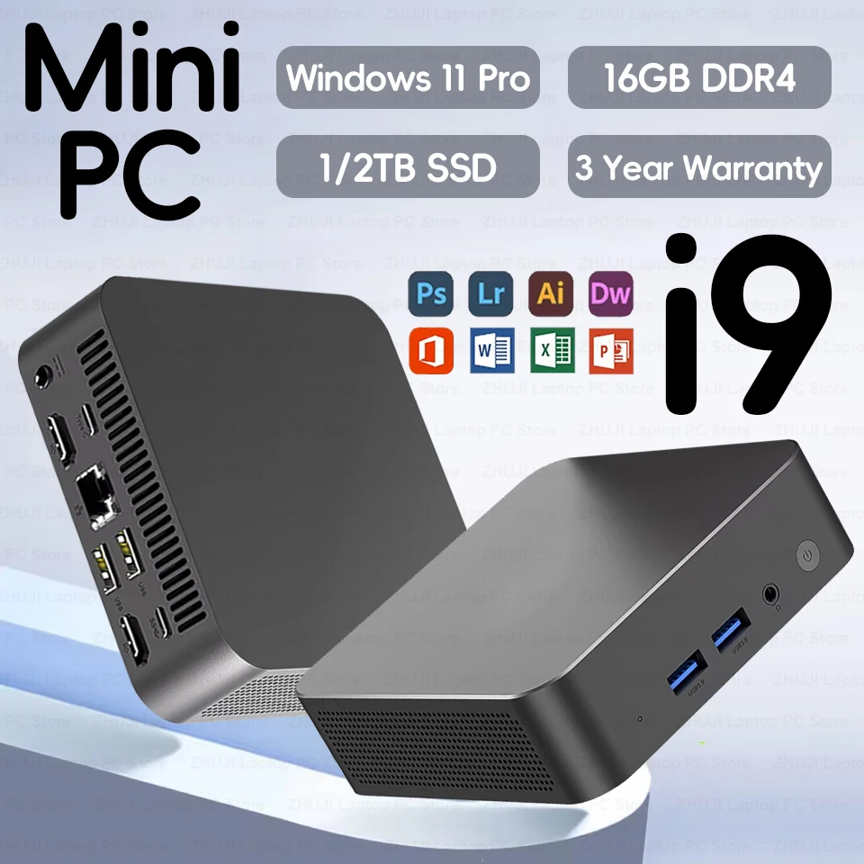 

MINI PC Windows 11 Pro Core i9 8950HK DDR4 16GB M.2 SSD 1TB 2TB Computer Gaming Wifi 6 BT5.2 Office Business Desktop PC Gamer