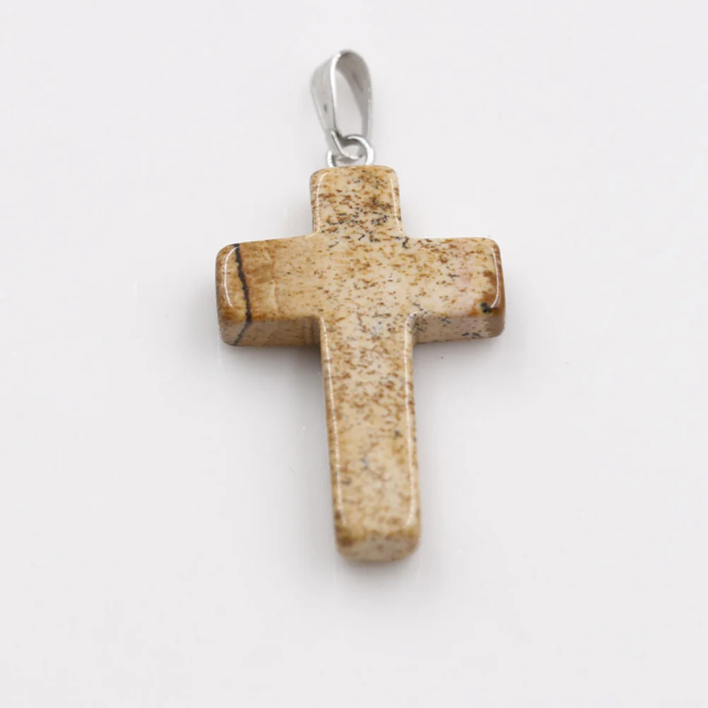 30pcs Natural Stone Cross Pendants Colorful Diy Necklace Accessories Jewelry Making Ethnic Punk Charms Spacers Beads Focal