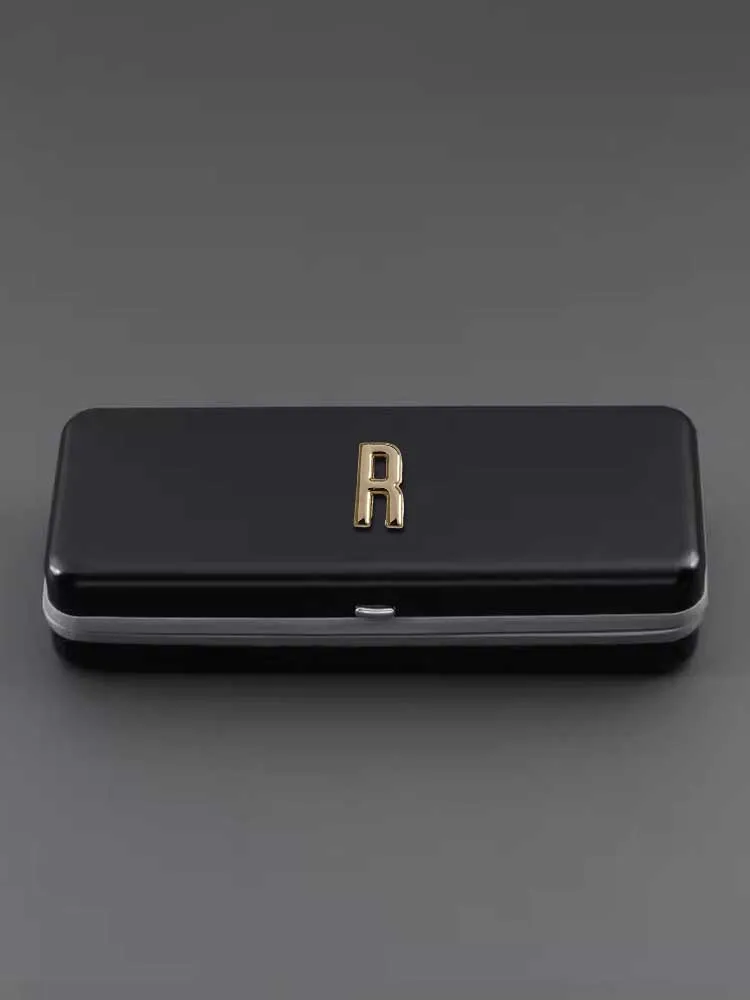 

Customized Premium Alloy Velvet Portable Eyewear Cases Personalized Customer Name Rectangular Gemstone: Gold Letter