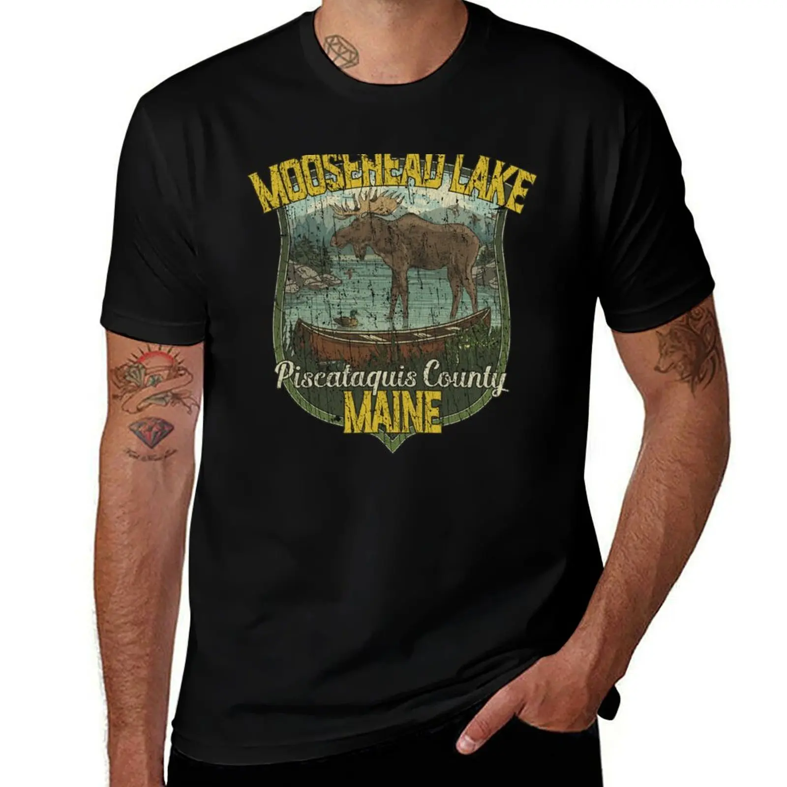 

Moosehead Lake Maine 1827 T-Shirt man t shirts cotton t shirt for man cotton t shirts man 100% T-shirt