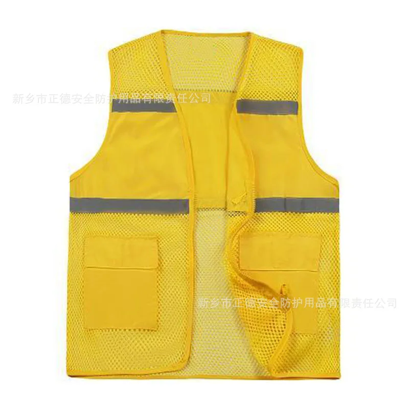 Gilet estivo da volontario gilet riflettente gilet con grande tasca con scollo a v in rete per la stampa